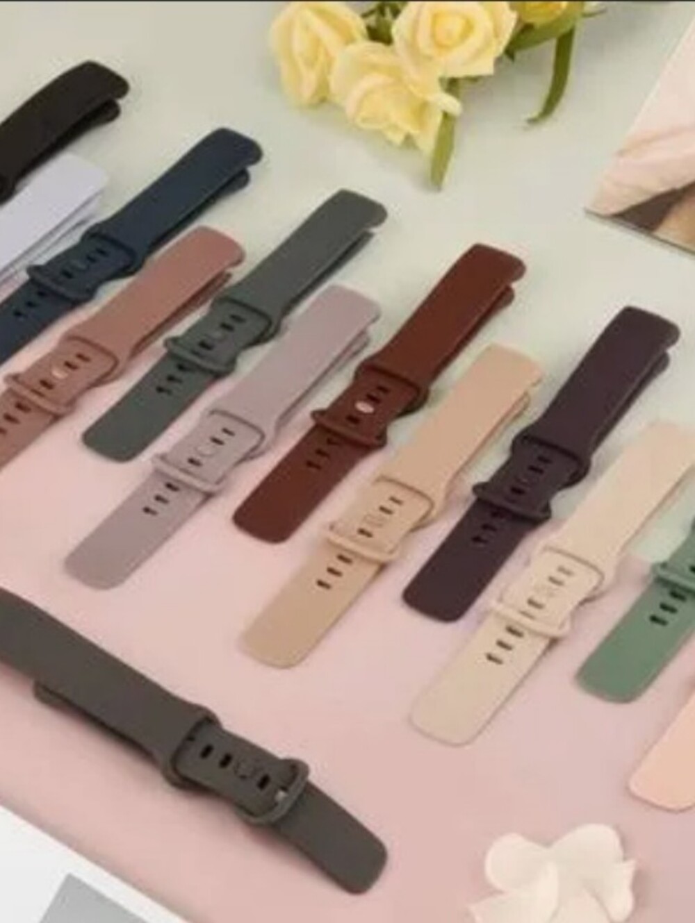Replacement Sport Bands for Fitbit Charge 5,6 Pack BUR ROSE off White BLK Cream